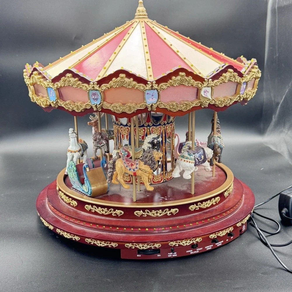 VTG Mr Christmas Royal Marquee Carousel Animated Lighted Musical Please READ